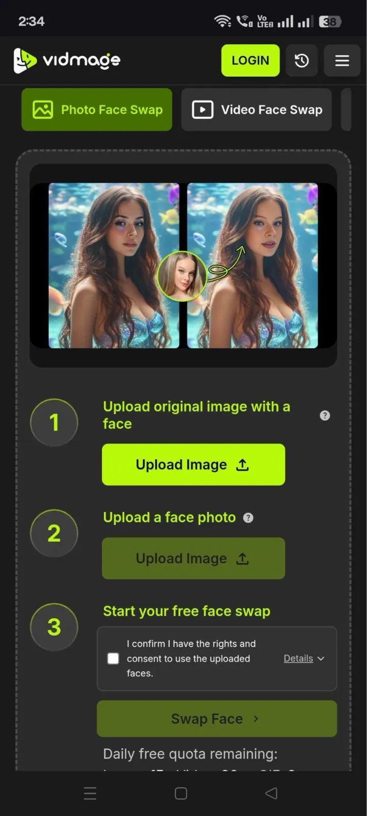 VidMage face swap on mobile
