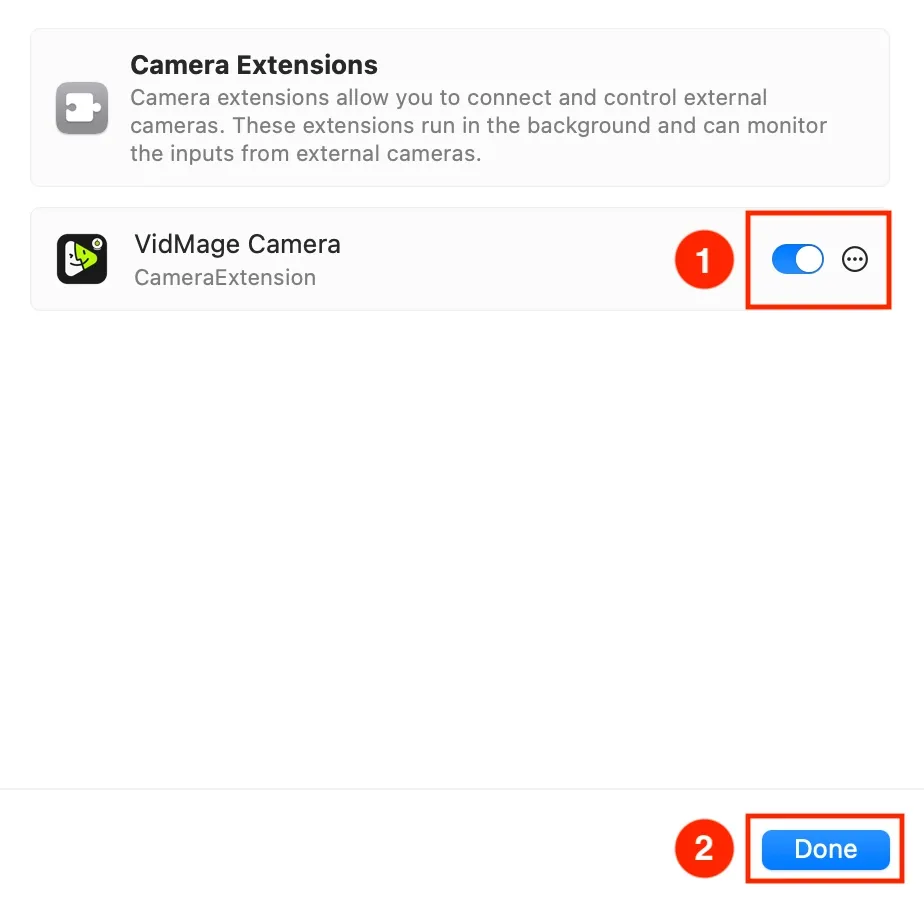 VidMage turn on VidMage camera