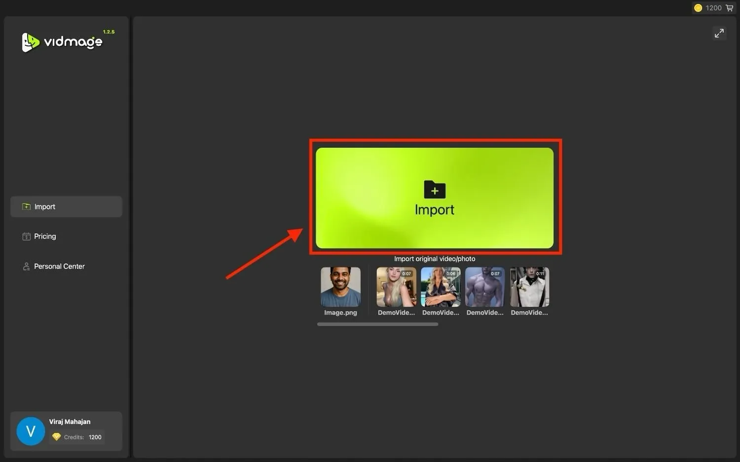 Import images on VidMage