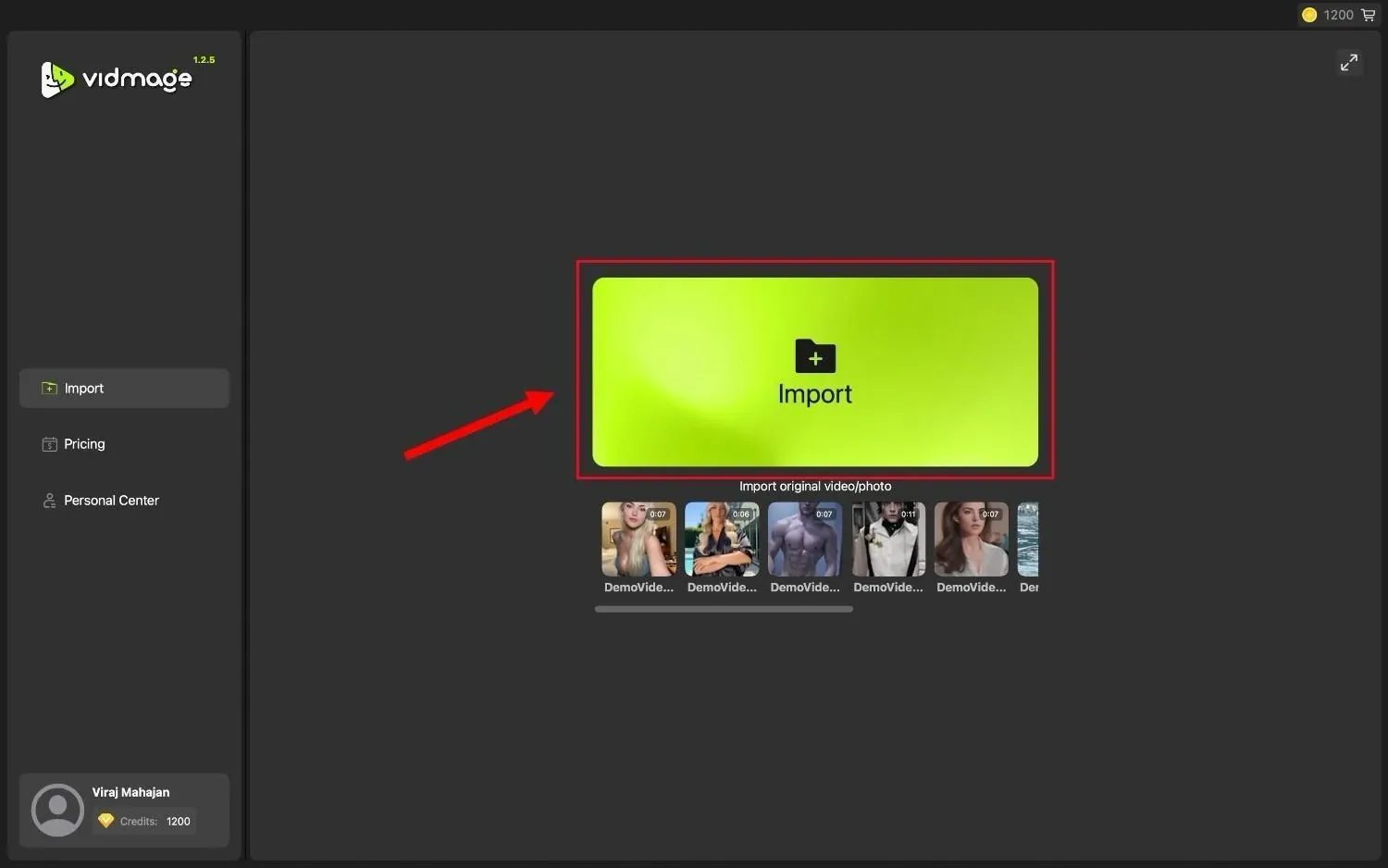 Import the video or choose a template