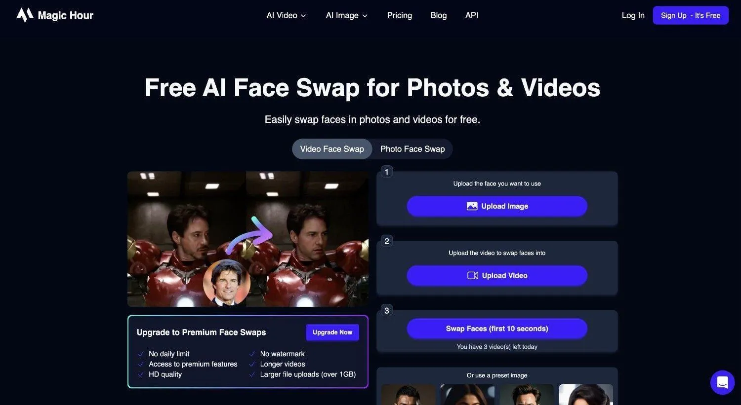 Magic Hour AI best video face swap apps homepage