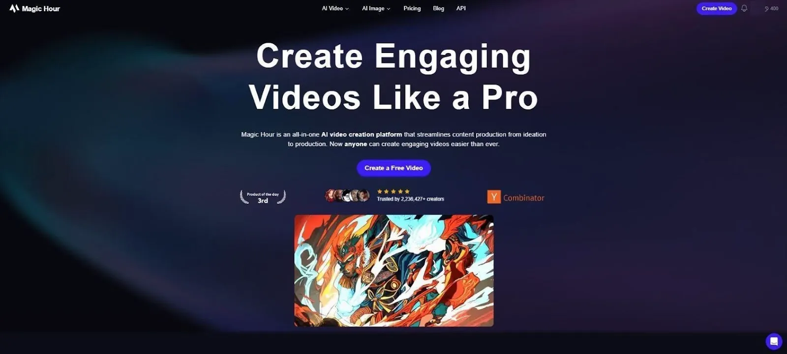 Magic Hour AI homepage