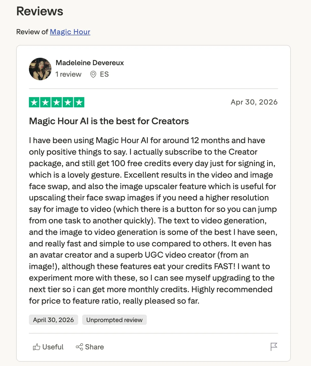 Magic Hour review on Trustpilot