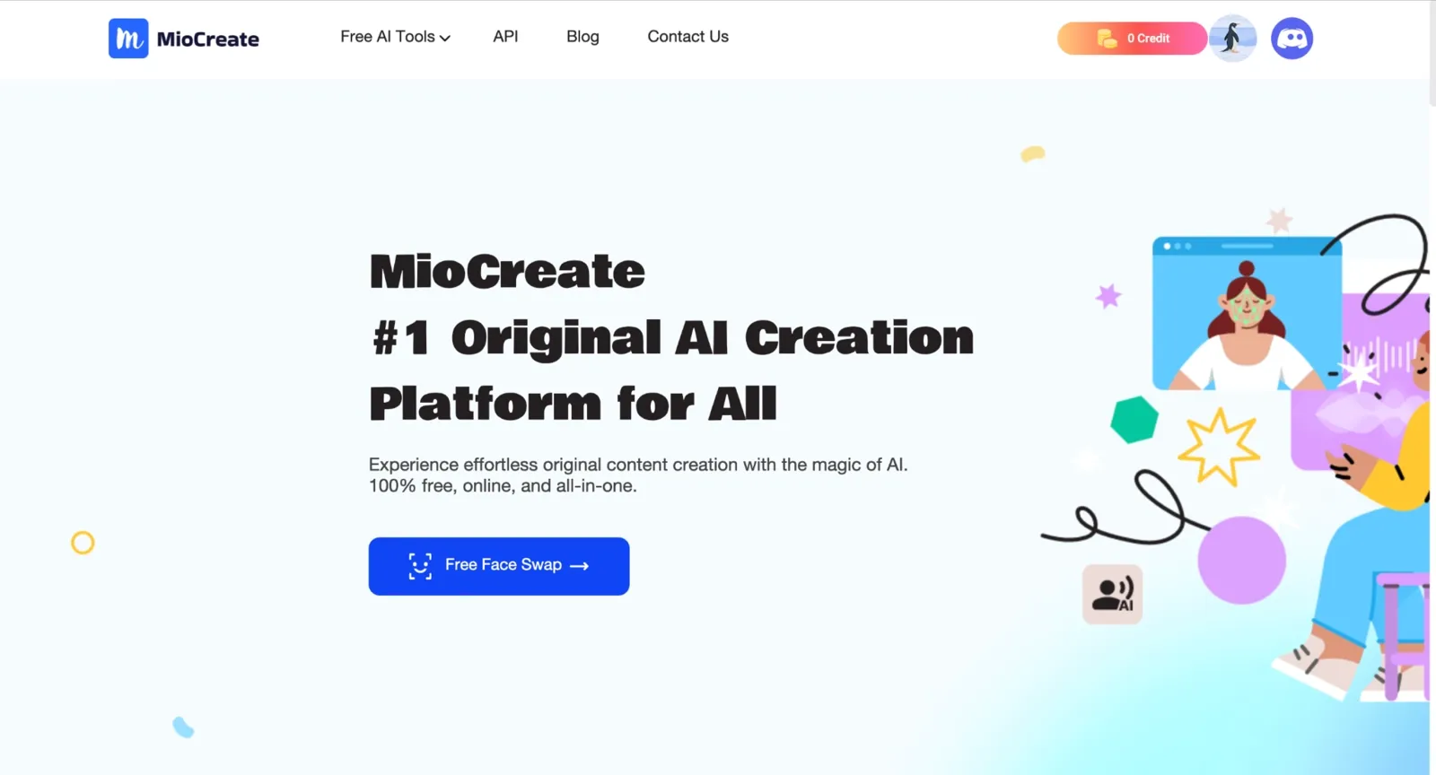 MioCreate face swap homepage
