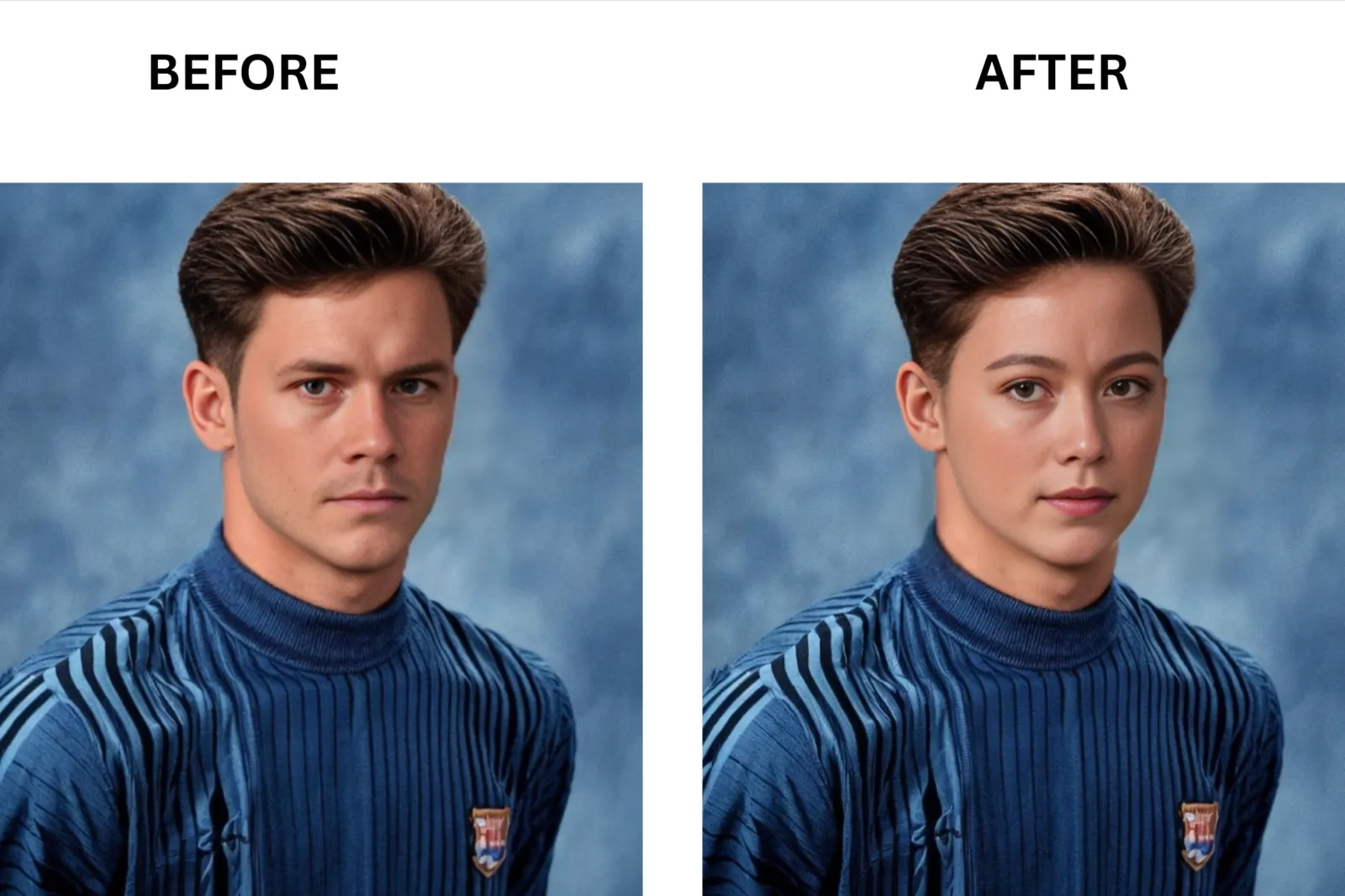 MioCreate face swap before and after