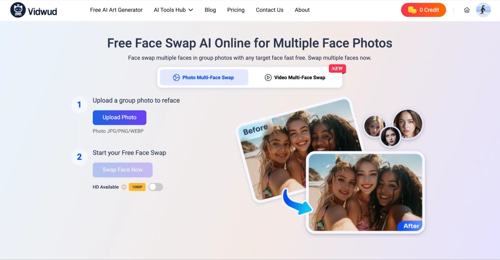 MioCreate multi face swap redirects to Vidwud