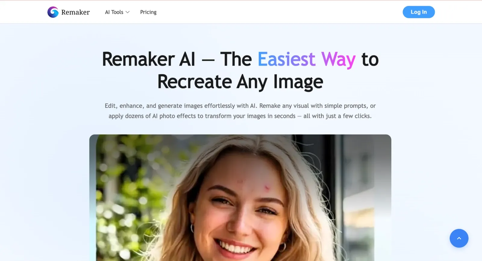 Remaker AI homepage