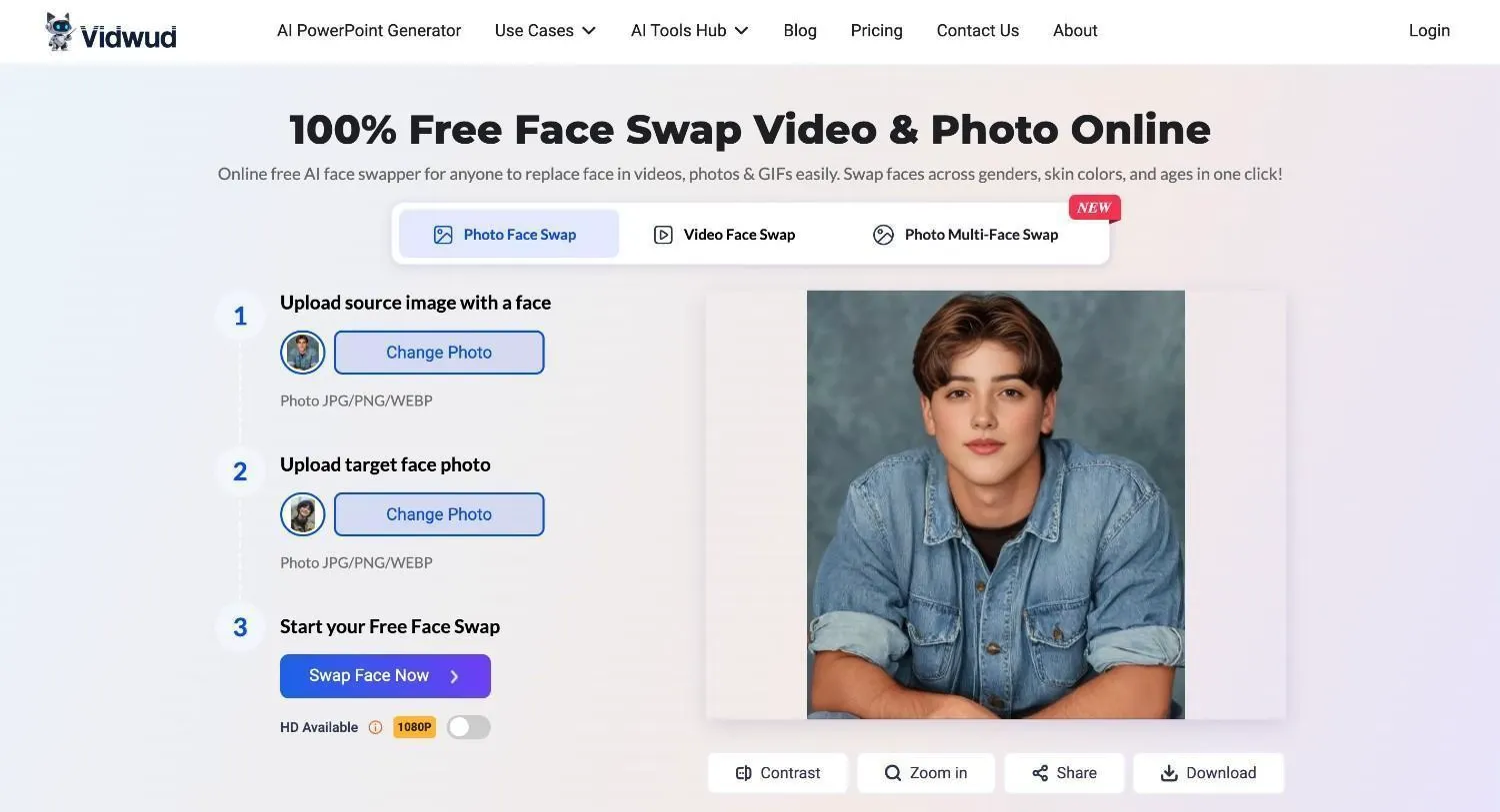 Photo face swap by Vidwud