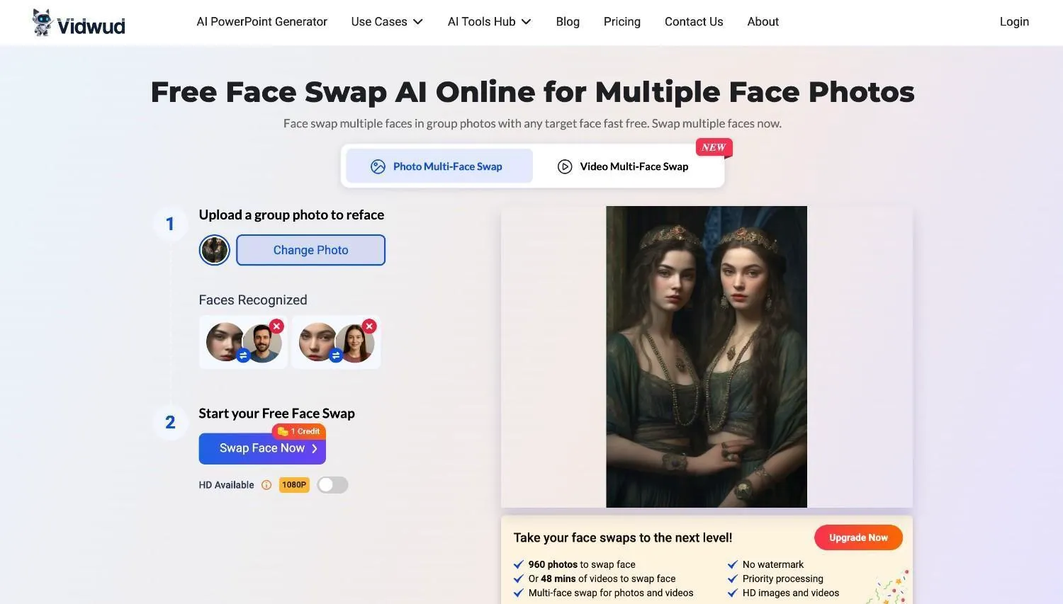 Photo or video multi-face swap by Vidwud