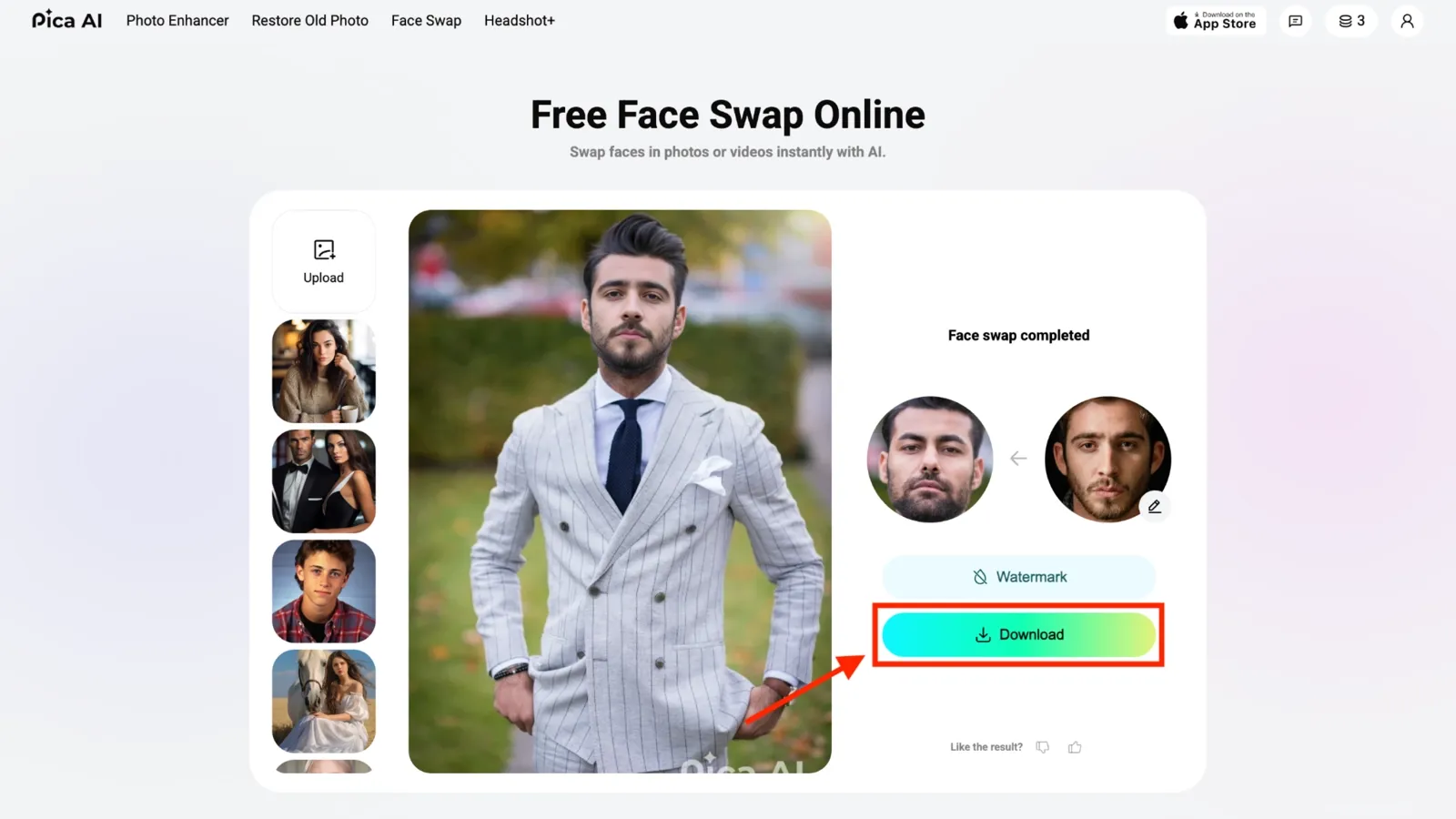 Save Pica AI Face Swap output