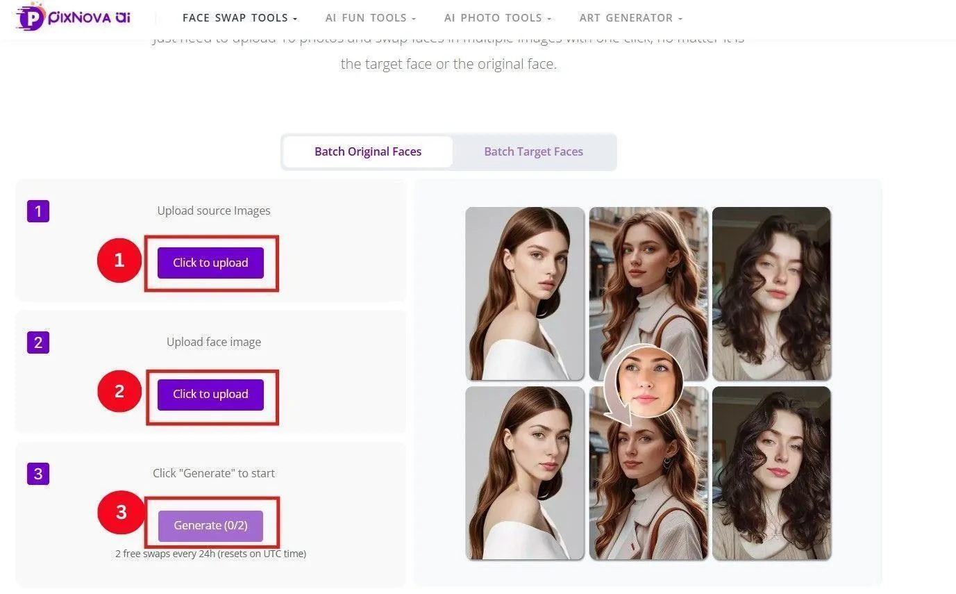 PixaNova AI batch face swaps