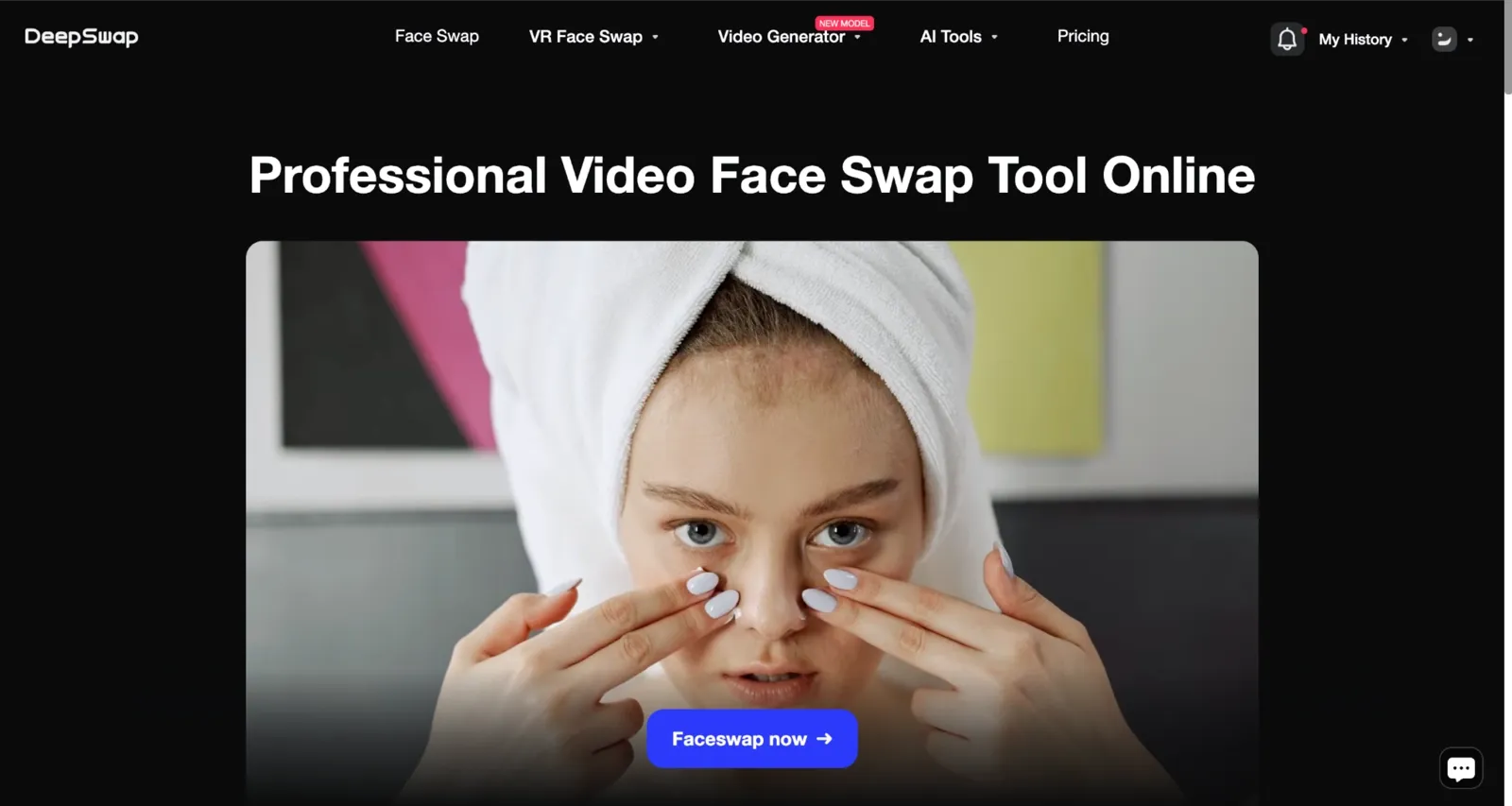 DeepSwap homepage