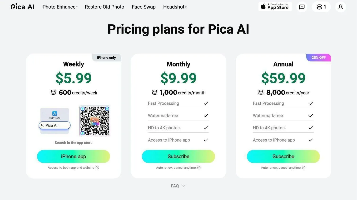 Pricing and plans of Pica AI