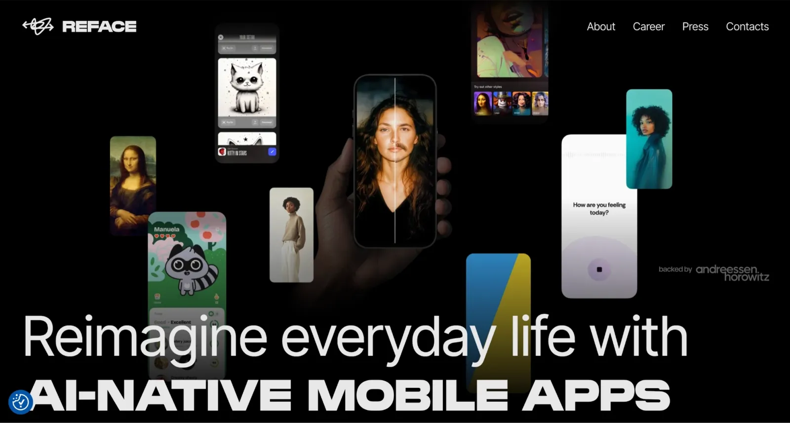 Reface AI homepage