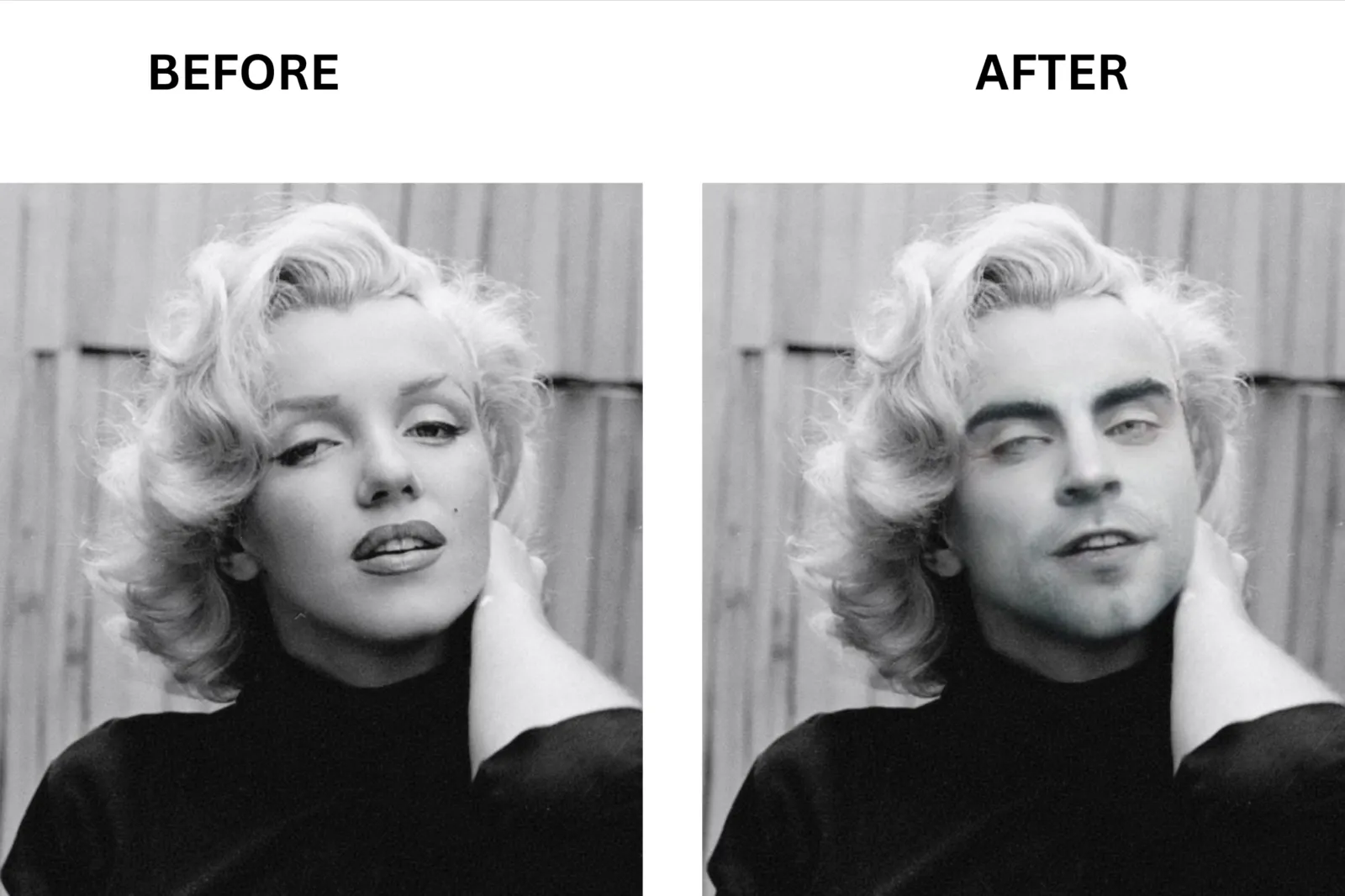 Reface AI photo face swap before and after