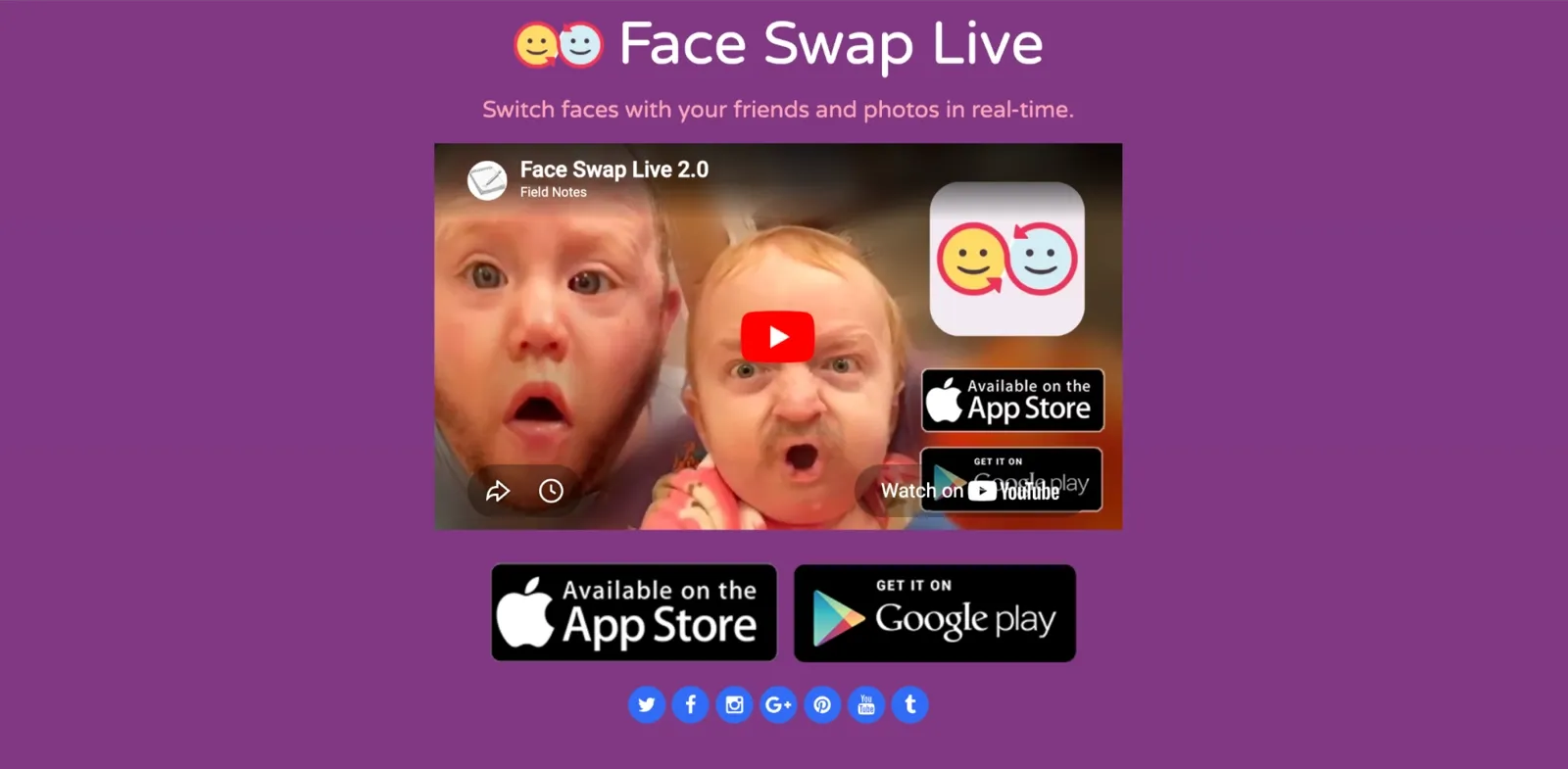 Face Swap Live homepage