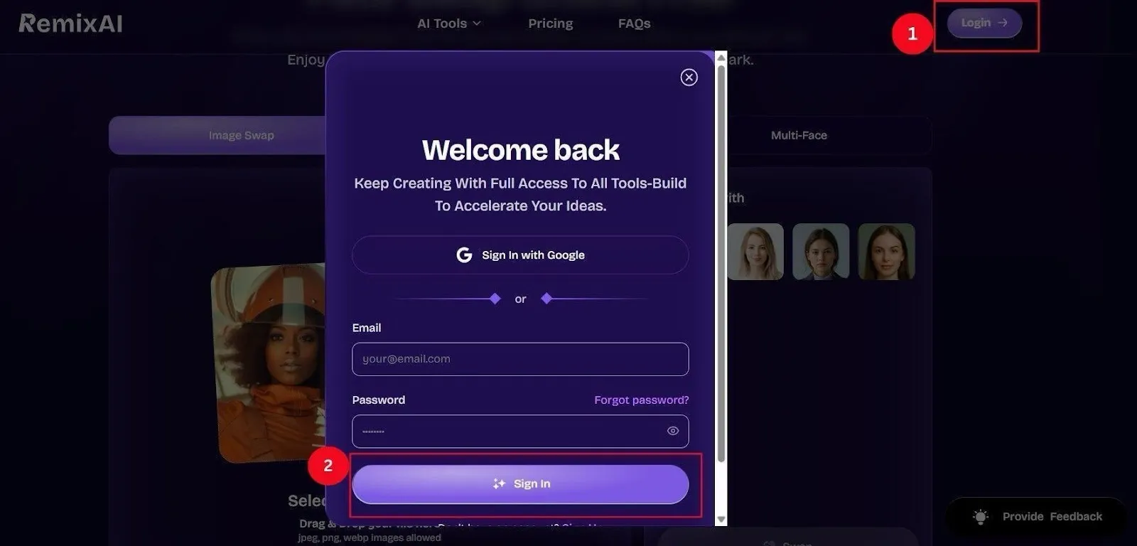 Refix AI account creation