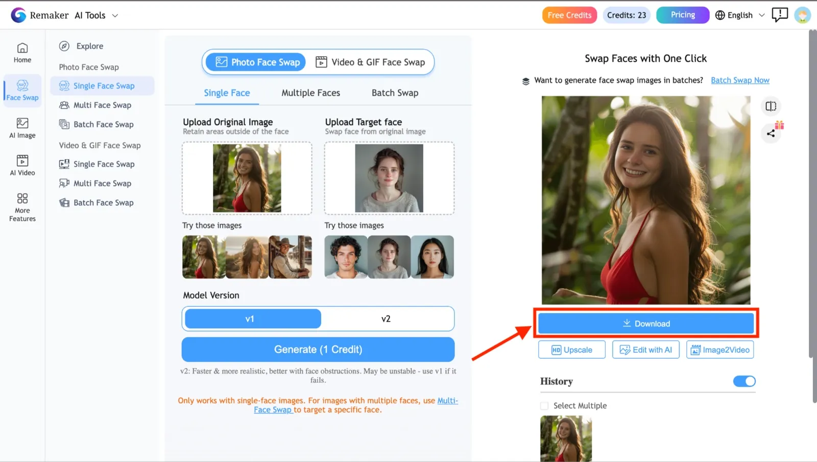 Download results on Remaker AI Face Swap