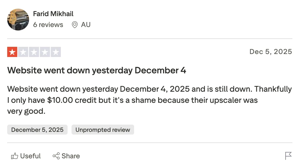 Remaker AI Face Swap Trustpilot negative review