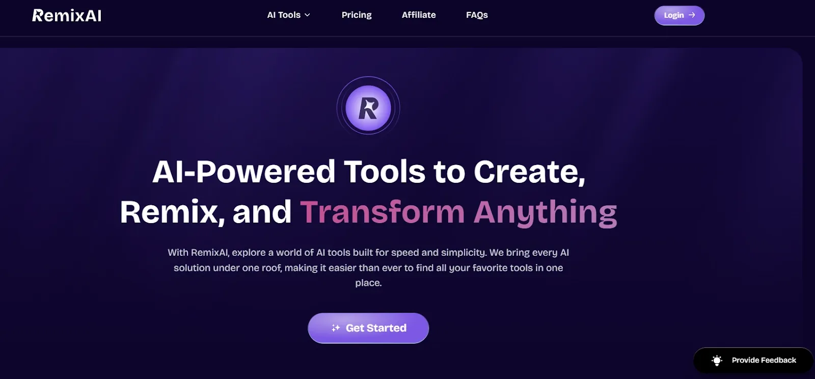 RemixAI homepage
