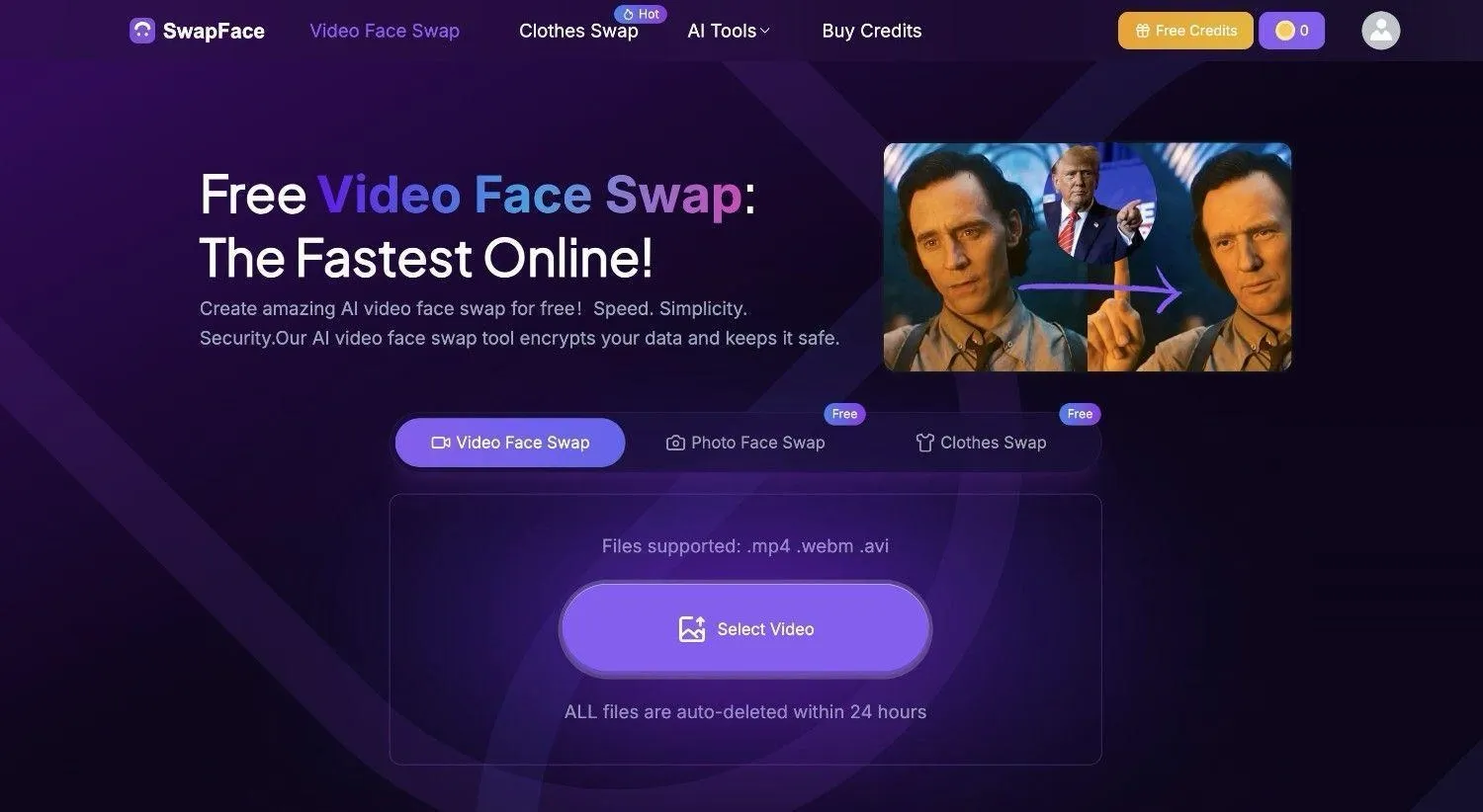SwapFace best video face swap apps homepage