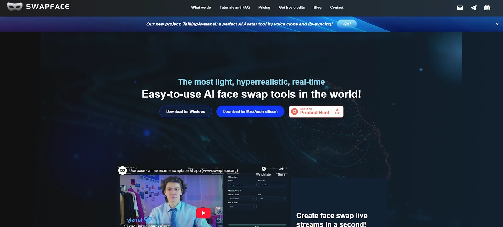 Swapface homepage