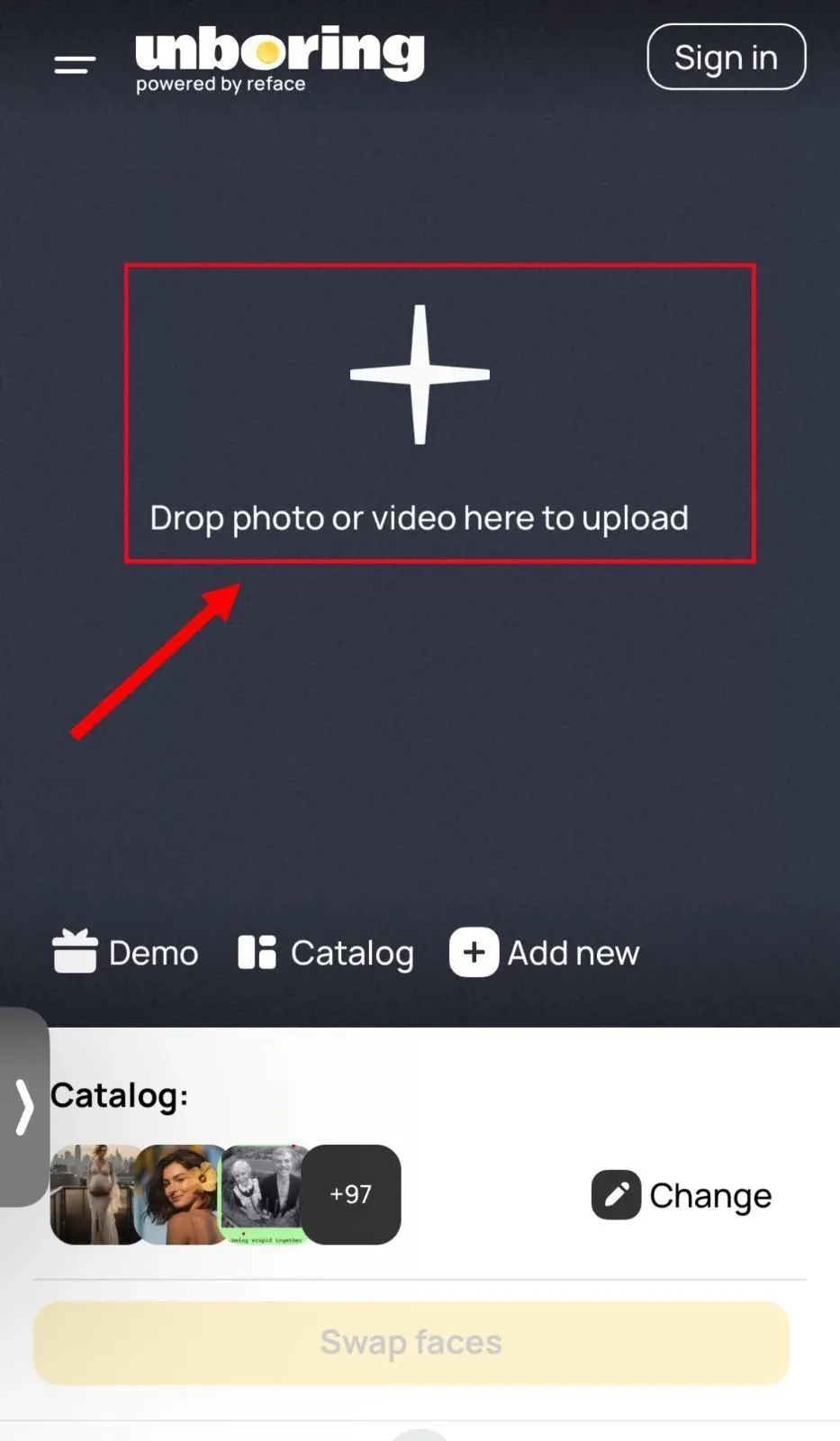 Tap on the plus icon to add an image