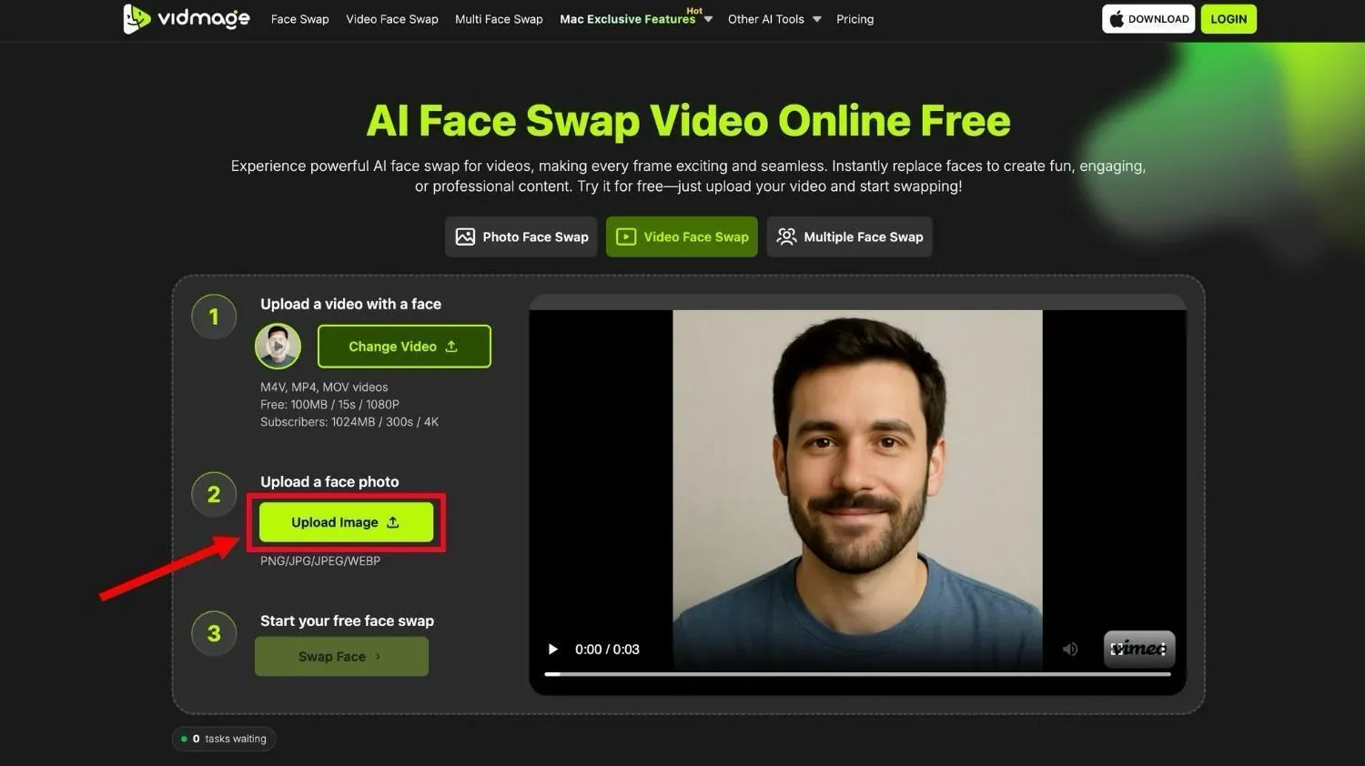 Upload a photo of your face