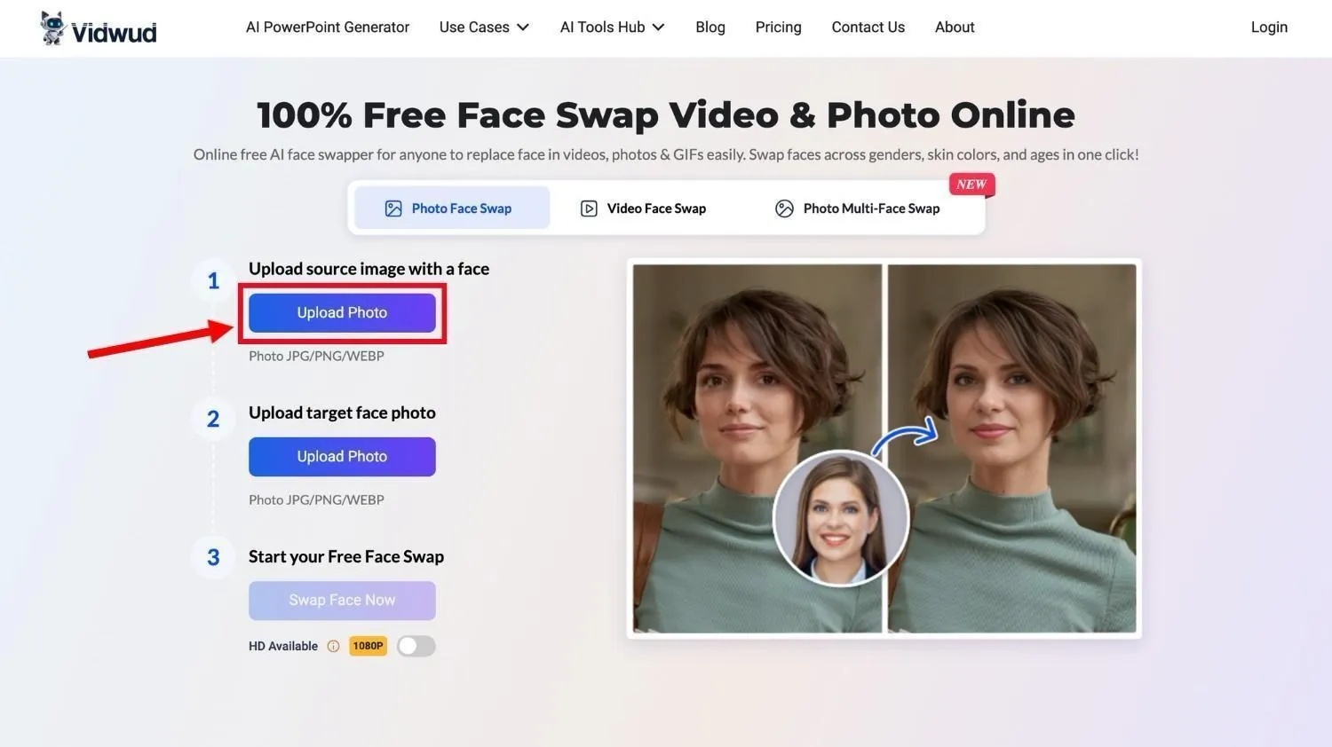 Upload a photo or video to Vidwud