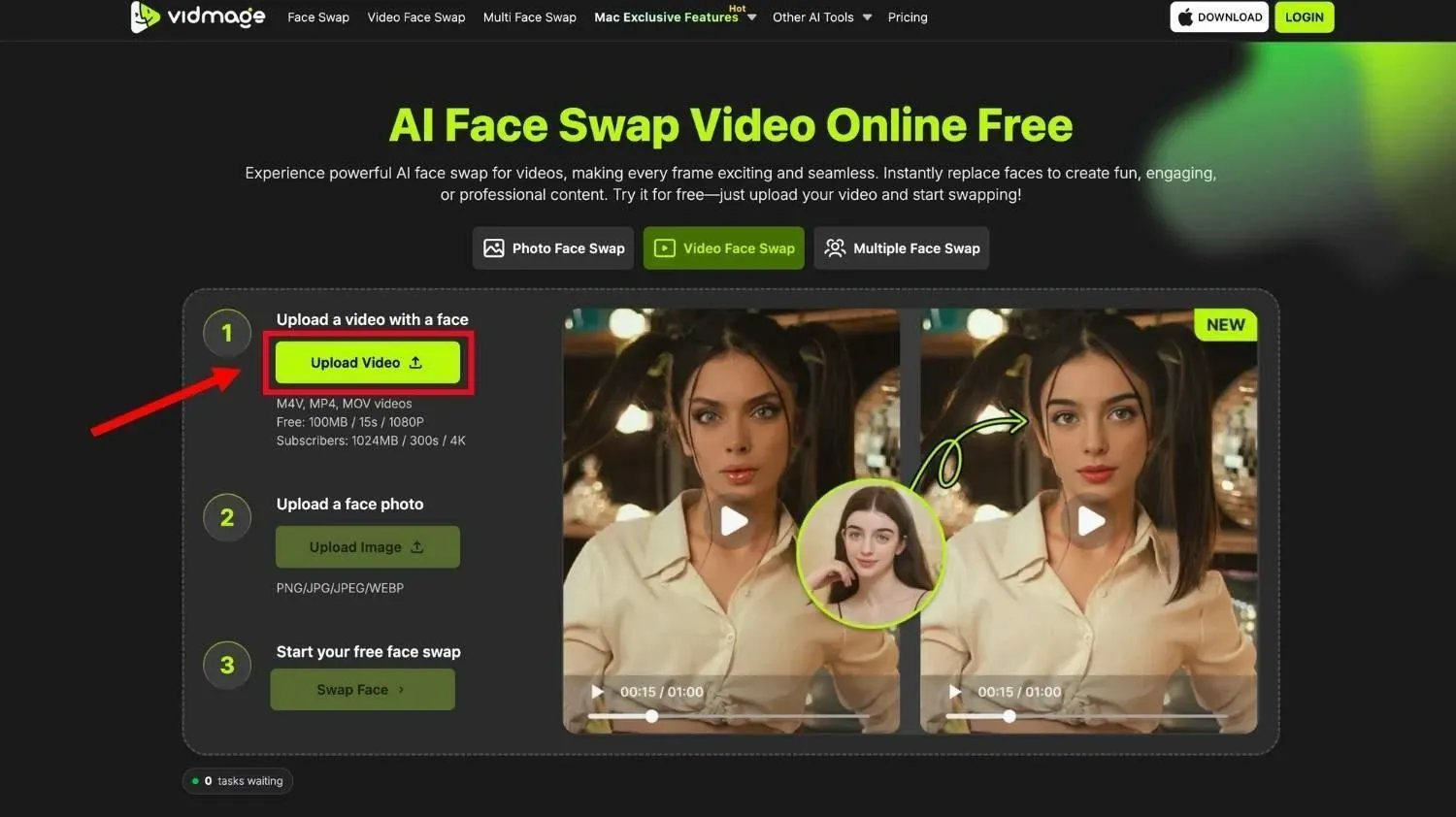 Upload a video to VidMage