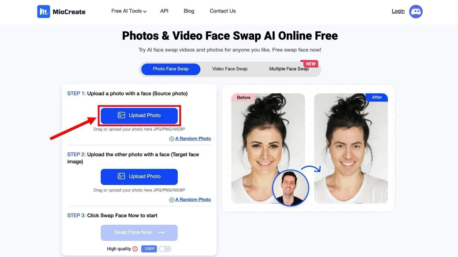 Upload source photo on MioCreate