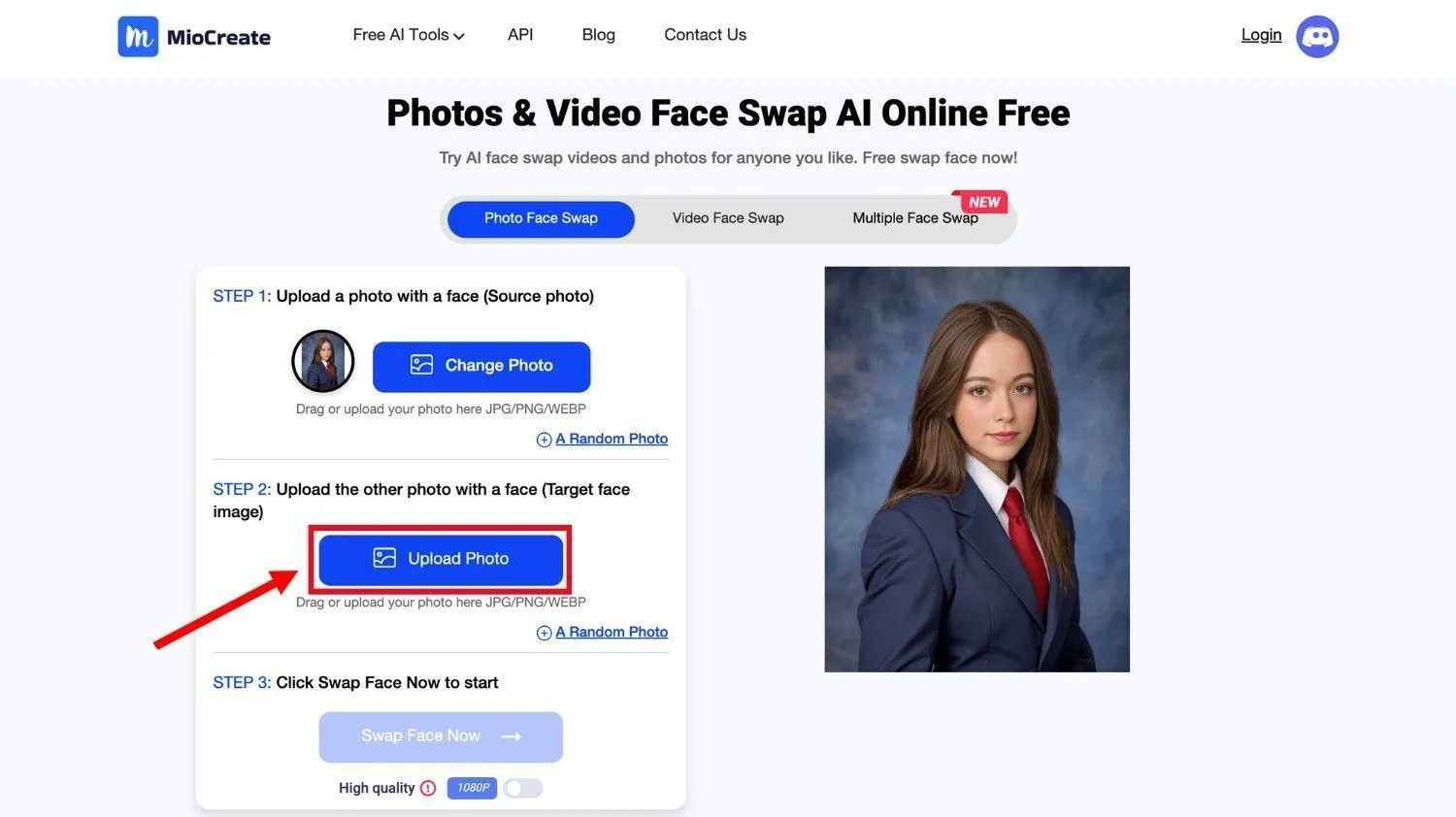 Upload target photo on MioCreate