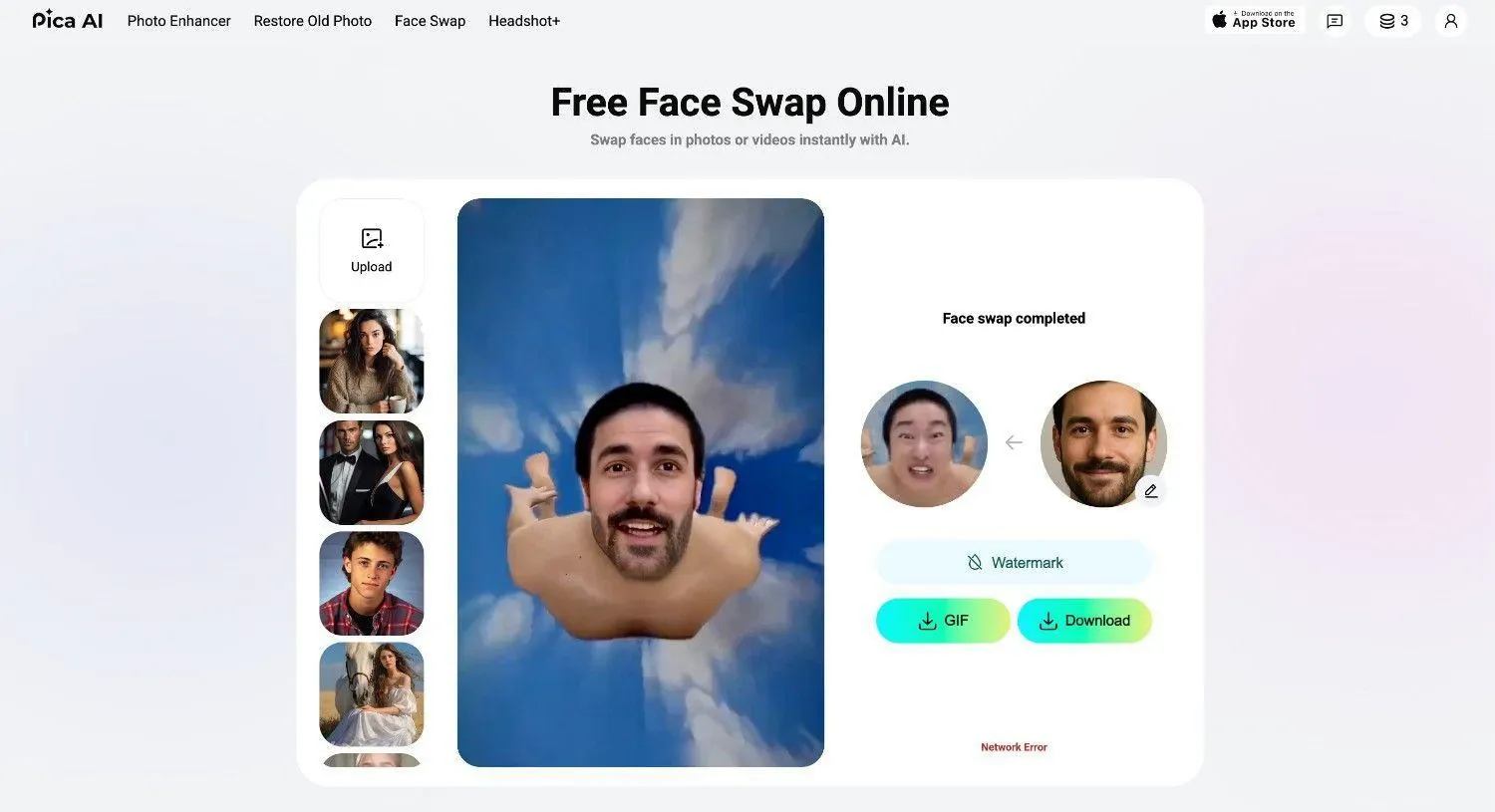 Video face swap by Pica AI