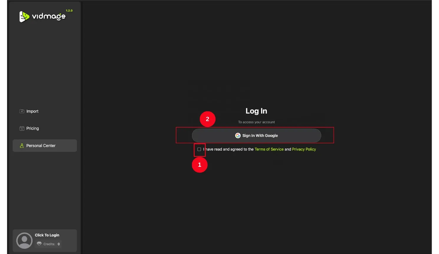 VidMage AI account setup