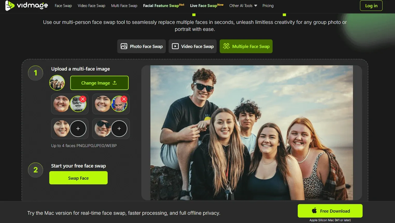 VidMage AI add faces to swap