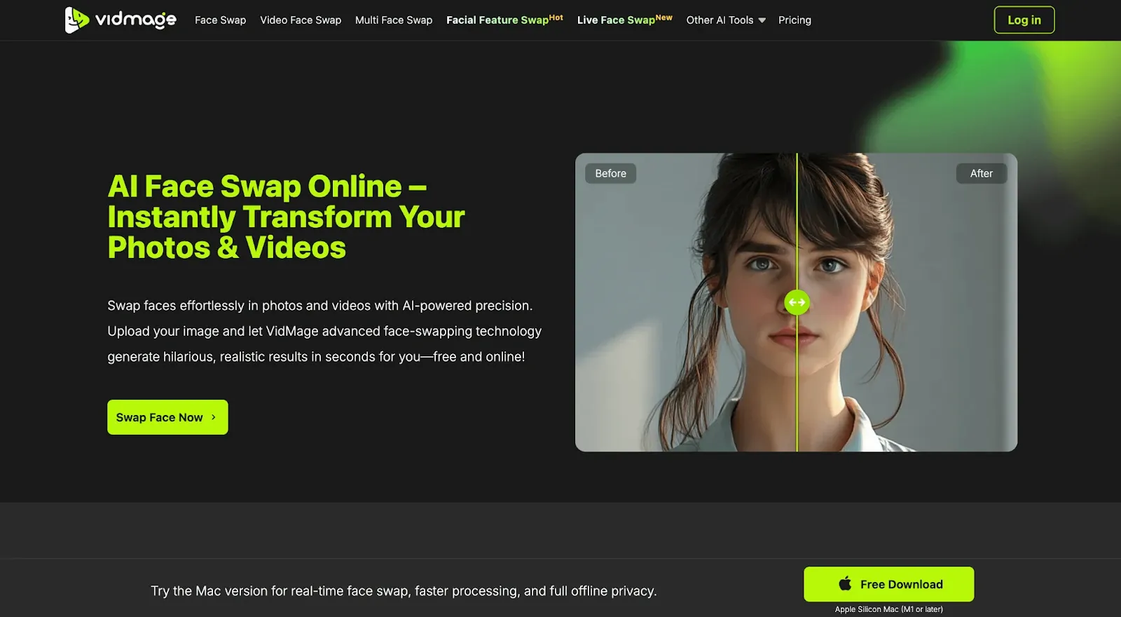 VidMage AI best face swap apps homepage