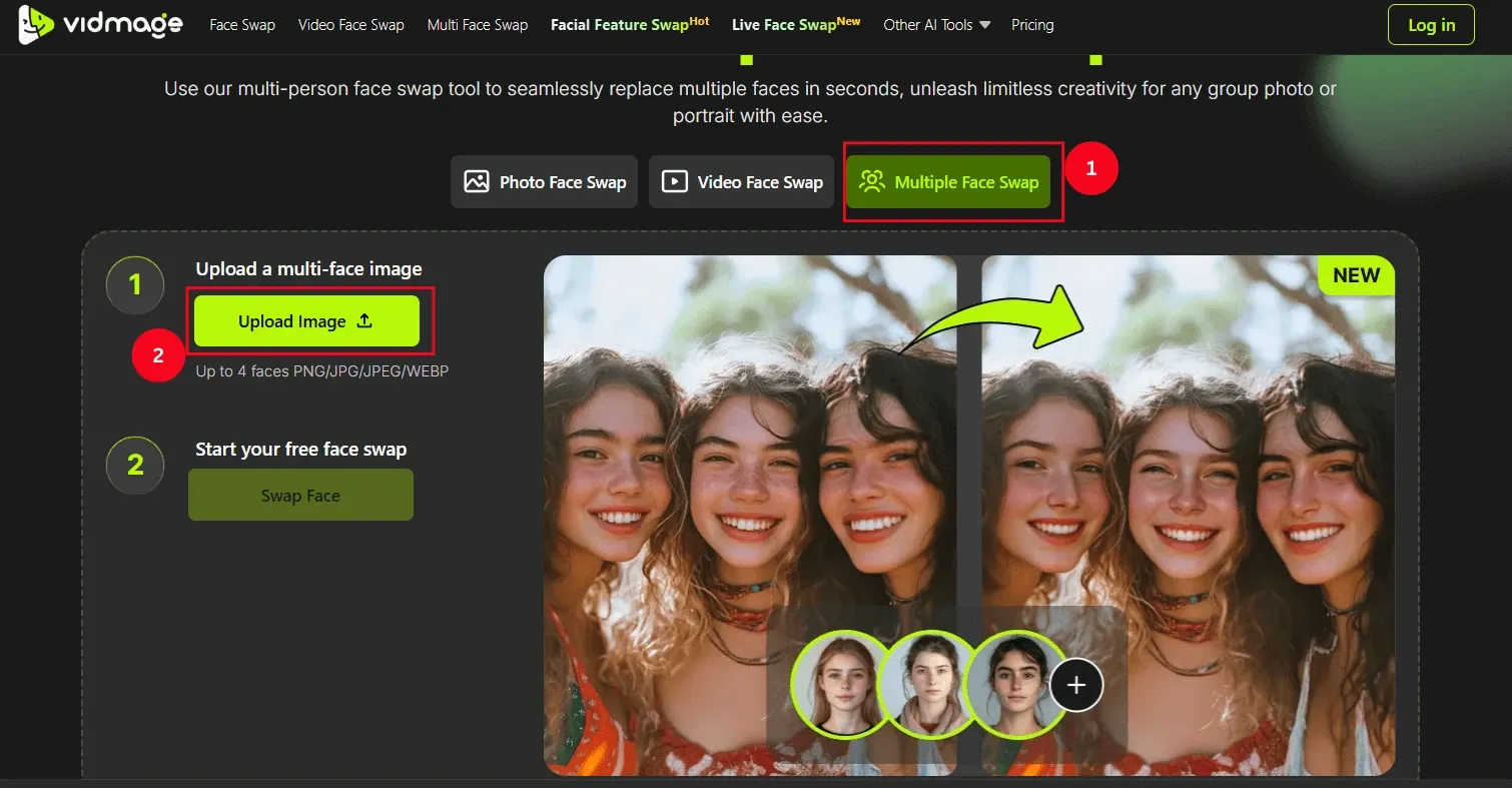 VidMage AI multiple face swap