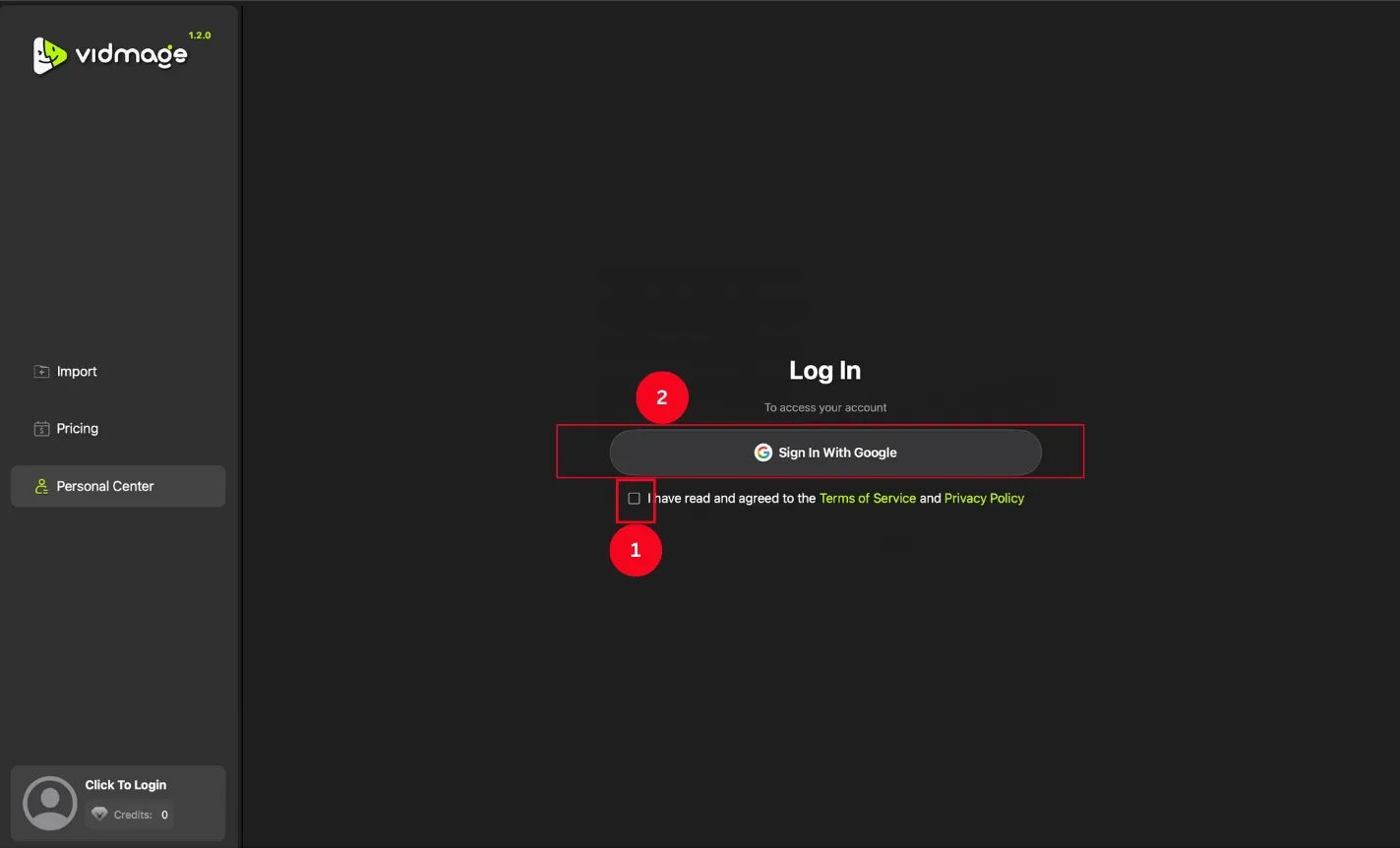 VidMage app account setup