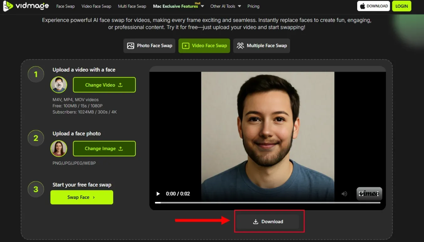 VidMage exports the video