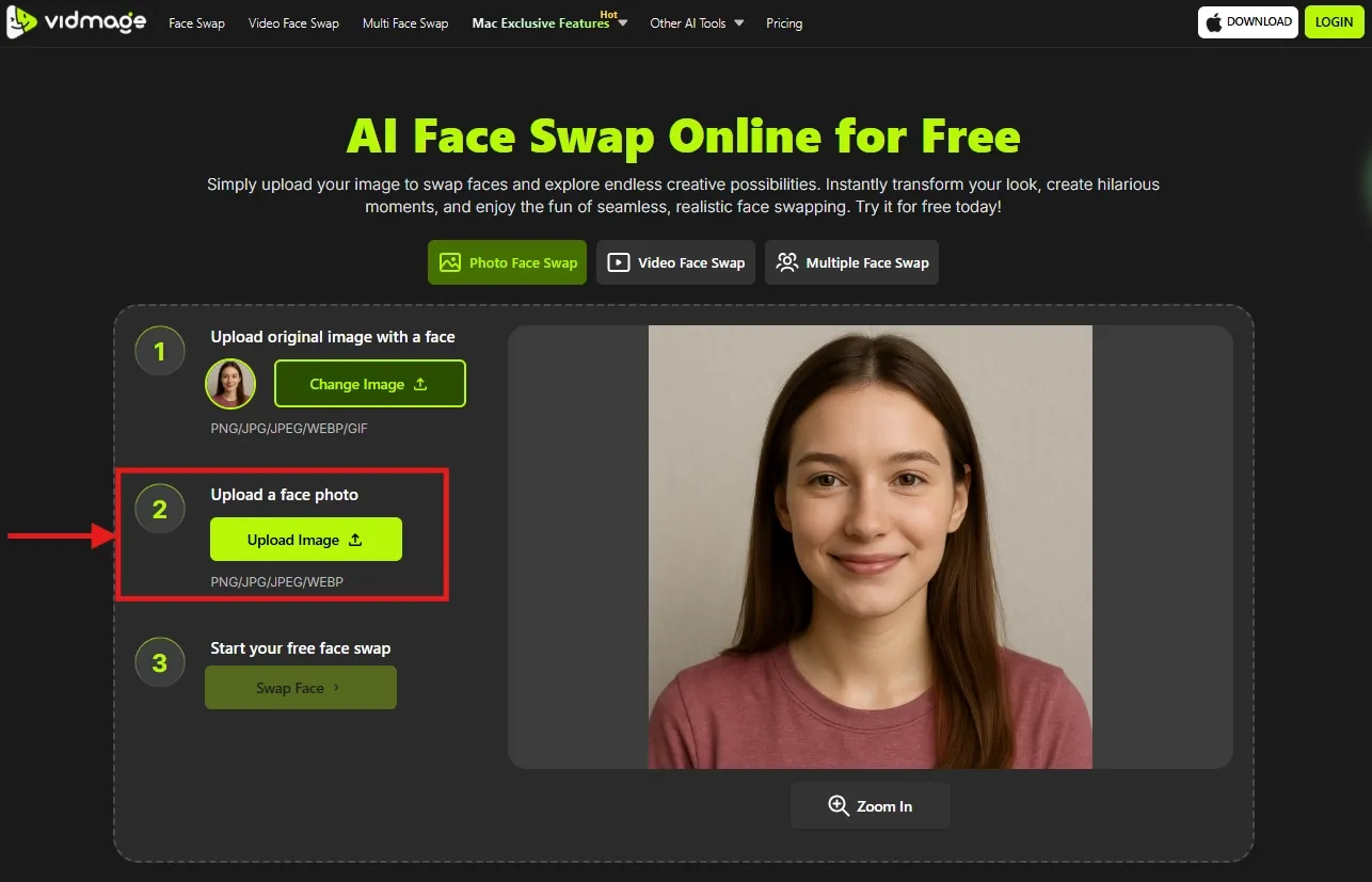 VidMage upload target image