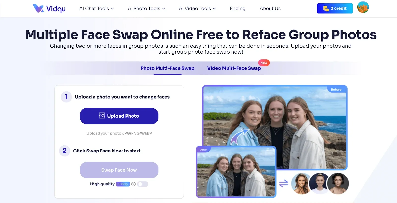 Vidqu photo multi-face swap