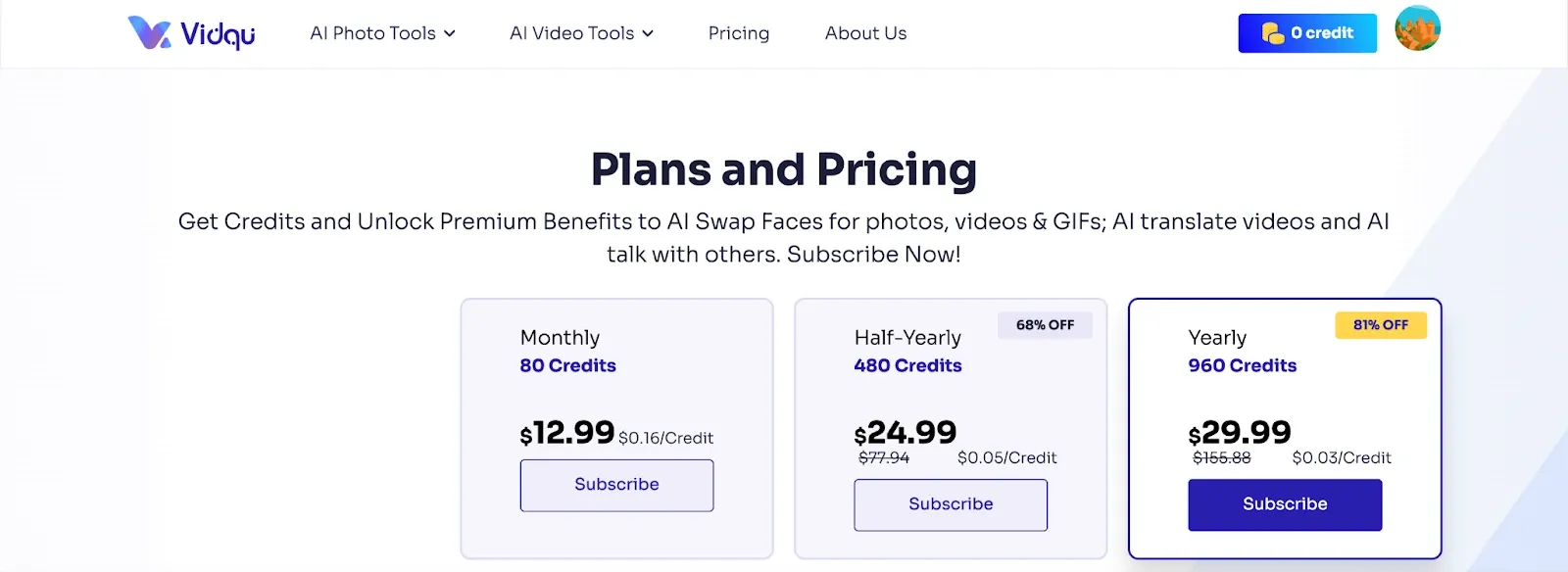 Vidqu pricing