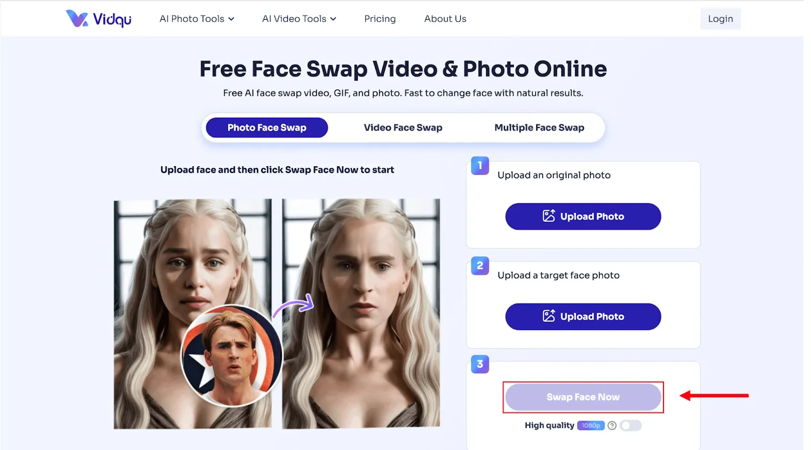 Vidqu swap face now