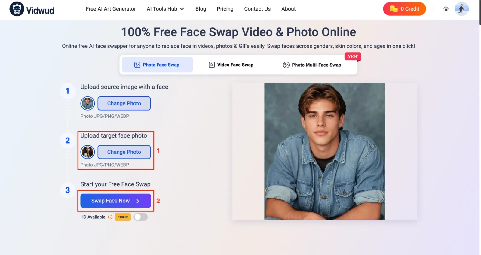 Vidwud click swap face now