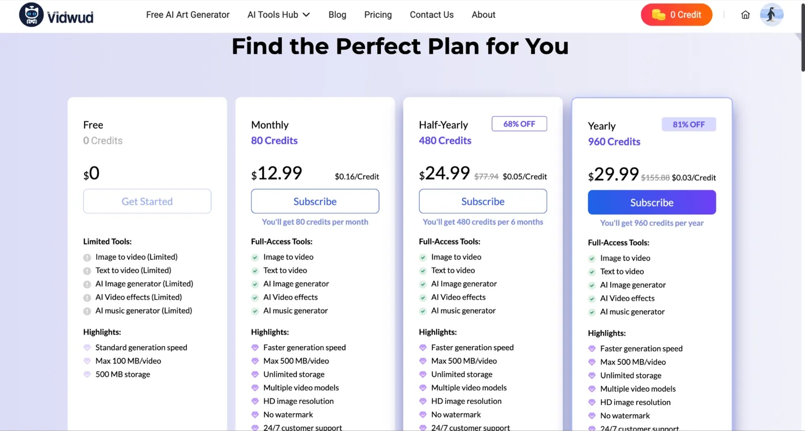 Vidwud pricing