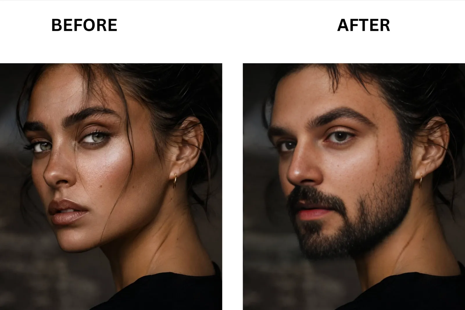 Vidwud side face swap before and after